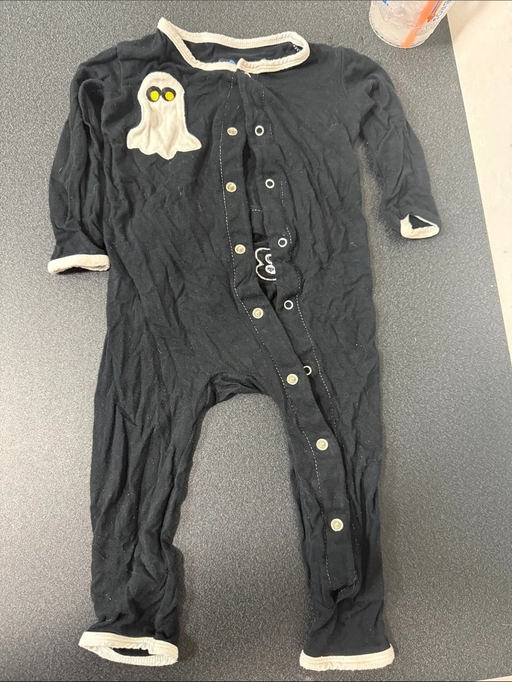 Kickee Pants Black Footie with Ghost Applique